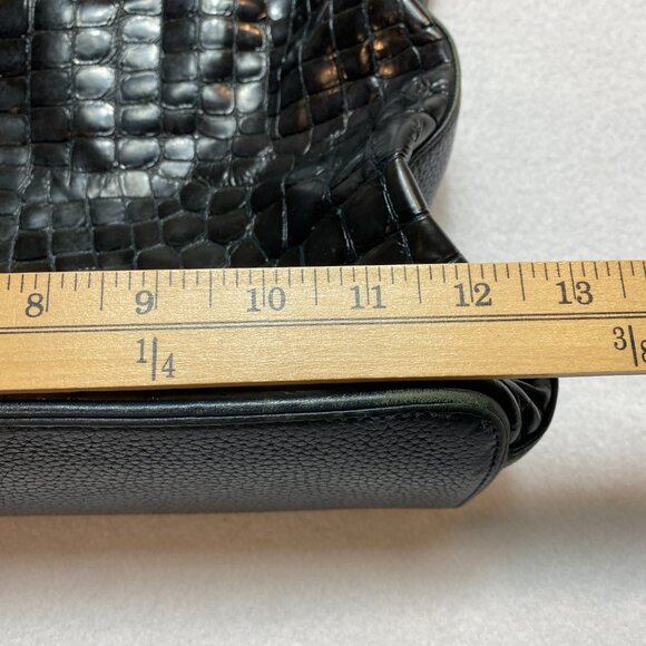 Brighton Shoulder Bag Black Cher Croc Embossed Patent Leather - Picture 10 of 14